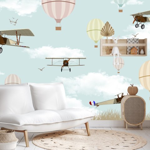 Fototapeta Samoloty I Balony Na Niebie Flizelina 208x146 FT-2343-VEXL