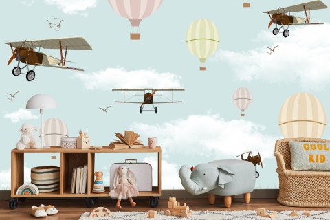 Fototapeta Samoloty I Balony Na Niebie Flizelina 208x146 FT-2343-VEXL