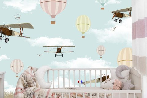 Fototapeta Samoloty I Balony Na Niebie Flizelina 208x146 FT-2343-VEXL
