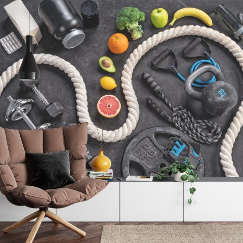 Fototapeta Sprzęt Sportowy Z Owocami I Warzywami Flizelina 208x146 FT-3963-VEXL