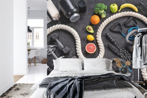 Fototapeta Sprzęt Sportowy Z Owocami I Warzywami Flizelina 208x146 FT-3963-VEXL