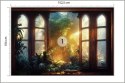 Fototapeta A Large Arch-Shaped Window, A Portal In The Dark Mystical Forest, The Sun's Rays Pass Through The Window And Tre