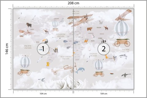 Fototapeta Animals World Map For Kids Wallpaper Design Flizelina 208x146 FT-448497-VEXL