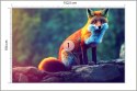 Fototapeta Fox Sitting In The Woods With Weird Eyes Vinyl Gładki 152.5x104 FT-448489-VGL