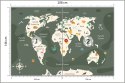 Fototapeta The World Map With Cartoon Animals For Kids, Nature, Discovery And Continent Name, Ocean Name. Children's Map De