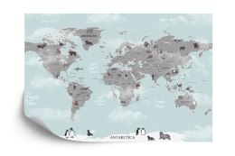 Fototapeta Animals World Map For Kids Wallpaper Design Vinyl Gładki 152.5x104 FT-448529-VGL
