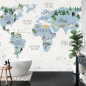 Fototapeta Animals World Map For Kids Wallpaper Design Vinyl Gładki 152.5x104 FT-448531-VGL
