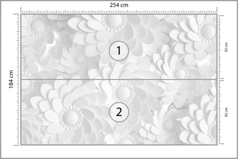 Fototapeta Beautiful, Elegant Paper Flower In The Style Of Hand-Made On A White Wall. 3D , 3D Rendering. Flizelina 254x184 FT-44