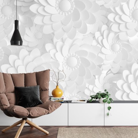 Fototapeta Beautiful, Elegant Paper Flower In The Style Of Hand-Made On A White Wall. 3D , 3D Rendering. Flizelina 270x180 FT-44