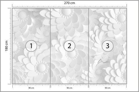 Fototapeta Beautiful, Elegant Paper Flower In The Style Of Hand-Made On A White Wall. 3D , 3D Rendering. Flizelina 270x180 FT-44