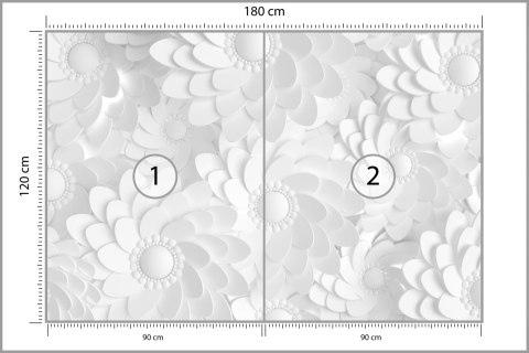 Fototapeta Beautiful, Elegant Paper Flower In The Style Of Hand-Made On A White Wall. 3D , 3D Rendering. Flizelina Zmywalna 180x