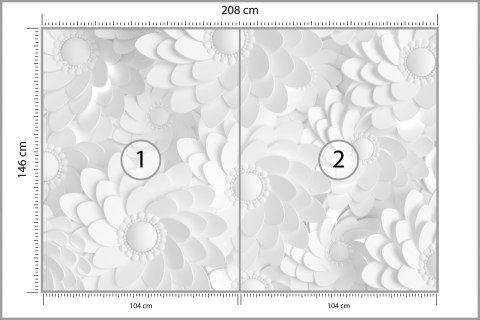 Fototapeta Beautiful, Elegant Paper Flower In The Style Of Hand-Made On A White Wall. 3D , 3D Rendering. Flizelina Zmywalna 208x