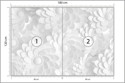 Fototapeta Beautiful, Elegant Paper Flower In The Style Of Hand-Made On A White Wall. 3D , 3D Rendering. Vinyl Gładki 180x120 FT