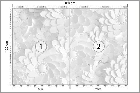 Fototapeta Beautiful, Elegant Paper Flower In The Style Of Hand-Made On A White Wall. 3D , 3D Rendering. Vinyl Strukturalny 180x