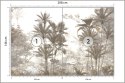 Fototapeta Tropical Trees And Leaves Wallpaper Design In Foggy Forest - 3D Flizelina 208x146 FT-448526-VEXL