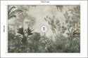 Fototapeta Tropical Trees And Leaves Wallpaper Design In Foggy Forest - 3D Vinyl Gładki 152.5x104 FT-448525-VGL