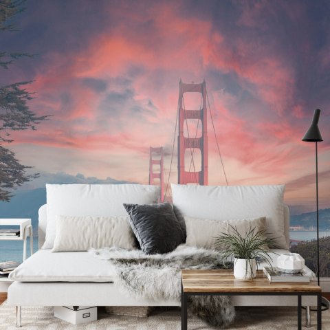 Fototapeta Beautiful View Of Golden Gate Bridge In Background Of Mountains During Sunset Flizelina 208x146 FT-448555-VEXL
