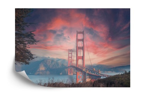 Fototapeta Beautiful View Of Golden Gate Bridge In Background Of Mountains During Sunset Flizelina 254x184 FT-448555-V4