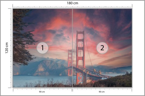Fototapeta Beautiful View Of Golden Gate Bridge In Background Of Mountains During Sunset Flizelina Zmywalna 180x120 FT-448555-VE