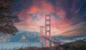 Fototapeta Beautiful View Of Golden Gate Bridge In Background Of Mountains During Sunset Vinyl Strukturalny 180x120 FT-448555-VS