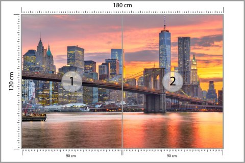 Fototapeta Lower Manhattan Skyline And Brooklyn Bridge Tapeta Samoprzylepna 180x120 FT-448554-SK180-120