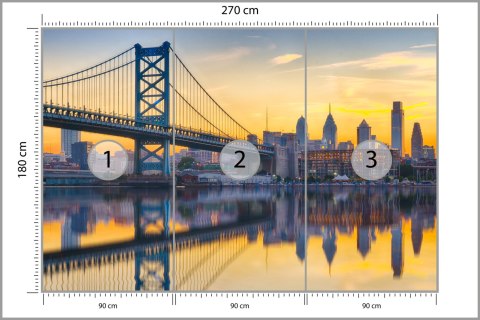 Fototapeta Philadelphia Sunset Skyline Refection Flizelina 270x180 FT-448556-VE270-180