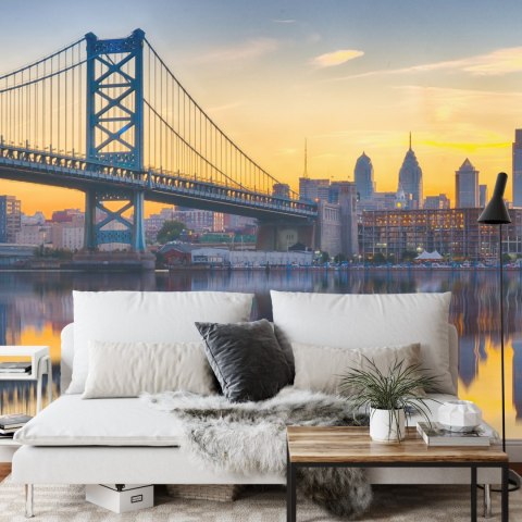 Fototapeta Philadelphia Sunset Skyline Refection Flizelina Zmywalna 180x120 FT-448556-VEML180-120