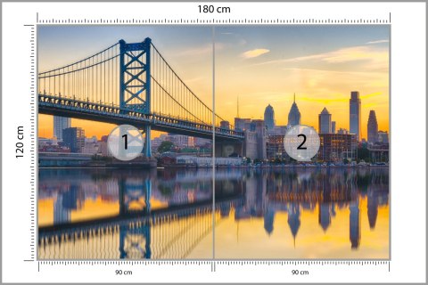 Fototapeta Philadelphia Sunset Skyline Refection Flizelina Zmywalna 180x120 FT-448556-VEML180-120