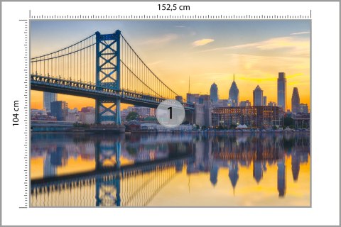 Fototapeta Philadelphia Sunset Skyline Refection Vinyl Gładki 152.5x104 FT-448556-VGL