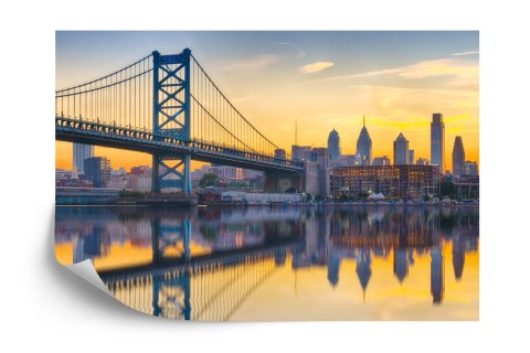 Fototapeta Philadelphia Sunset Skyline Refection Vinyl Gładki 180x120 FT-448556-VG180-120