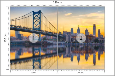 Fototapeta Philadelphia Sunset Skyline Refection Vinyl Gładki 180x120 FT-448556-VG180-120
