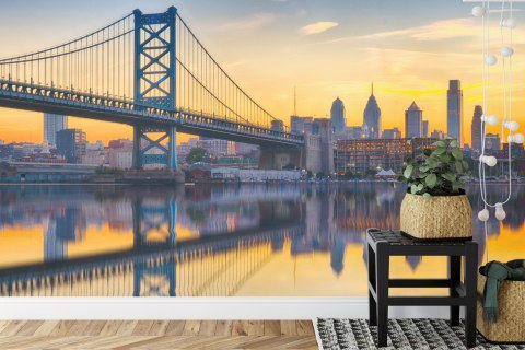 Fototapeta Philadelphia Sunset Skyline Refection Vinyl Strukturalny 180x120 FT-448556-VS180-120