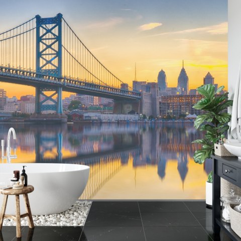 Fototapeta Philadelphia Sunset Skyline Refection Vinyl Strukturalny 208x146 FT-448556-VSXL