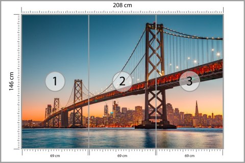 Fototapeta San Francisco Skyline With Oakland Bay Bridge At Sunset, California, Usa Vinyl Strukturalny 208x146 FT-152-VSXL