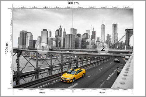 Fototapeta Taxi Crossing Brooklyn Bridge Flizelina Zmywalna 180x120 FT-448559-VEML180-120