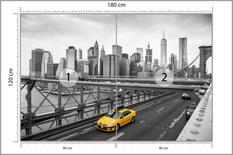 Fototapeta Taxi Crossing Brooklyn Bridge Tapeta Samoprzylepna 180x120 FT-448559-SK180-120