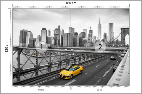 Fototapeta Taxi Crossing Brooklyn Bridge Vinyl Gładki 180x120 FT-448559-VG180-120