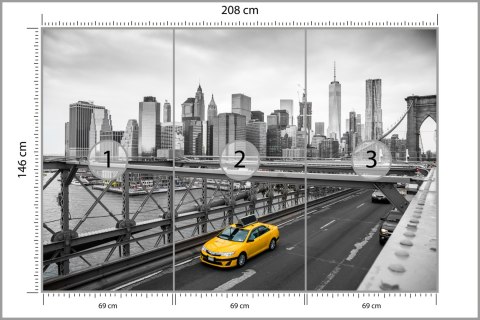 Fototapeta Taxi Crossing Brooklyn Bridge Vinyl Strukturalny 208x146 FT-448559-VSXL