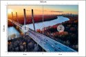 Fototapeta Beautiful Panoramic Aerial Drone View To Cable-Stayed Siekierkowski Bridge Over The Vistula River And Warsaw City Sky
