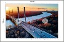 Fototapeta Beautiful Panoramic Aerial Drone View To Cable-Stayed Siekierkowski Bridge Over The Vistula River And Warsaw City Sky