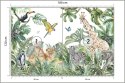 Fototapeta Children's Wallpaper, Watercolor Jungle And Animals. Lions, Giraffe, Elephant, Parrots, Zebra, Lemur Flizelina Z