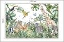 Fototapeta Children's Wallpaper, Watercolor Jungle And Animals. Lions, Giraffe, Elephant, Parrots, Zebra, Lemur Vinyl Gładk