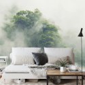 Fototapeta Tropical Forest In Japan, Nature Jungle With Green Tree And Fog, Concept Of Zin Therapy Comfortable Freedom Relaxing 