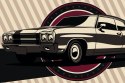 Obraz Na Płótnie Klasyczny Muscle Car W Stylu Retro Canvas Naturalny 100x70 LB-2908-NC100-70