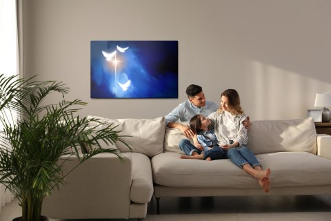 Obraz Na Płótnie Abstrakcyjny Krzyż Canvas Naturalny 100x70 LB-2553-NC100-70