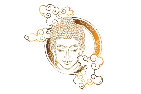 Obraz Na Płótnie Budda Patrzący Przez Chmury Canvas Naturalny 100x70 LB-2618-NC100-70