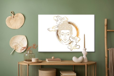 Obraz Na Płótnie Budda Patrzący Przez Chmury Canvas Naturalny 100x70 LB-2618-NC100-70
