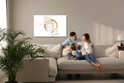 Obraz Na Płótnie Budda Patrzący Przez Chmury Canvas Naturalny 100x70 LB-2618-NC100-70