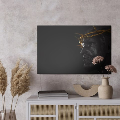 Obraz Na Płótnie Chrystus Ze Złotą Koroną Cierniową Canvas Naturalny 100x70 LB-2486-NC100-70