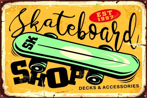 Obraz Na Płótnie Deskorolka I Napis Retro Canvas Naturalny 100x70 LB-2828-NC100-70